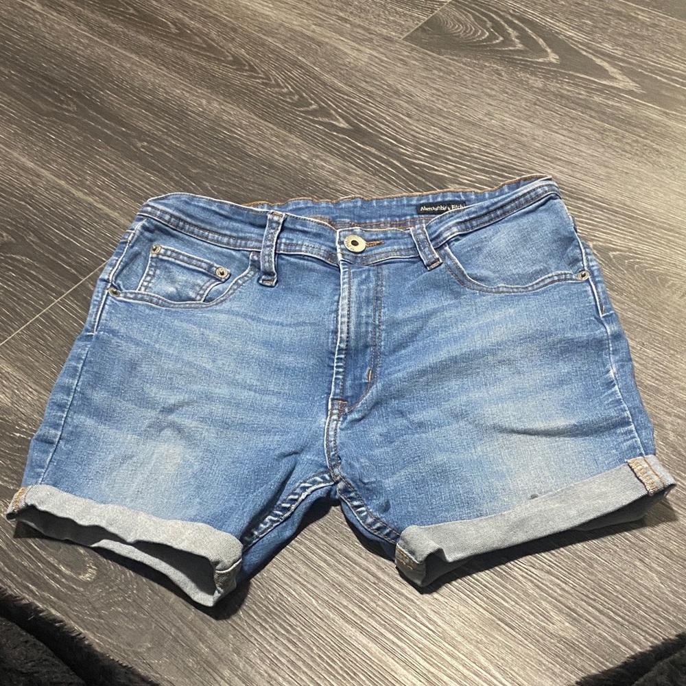 Abercrombie & Fitch Light Blue Rolled-Hem Denim Shorts